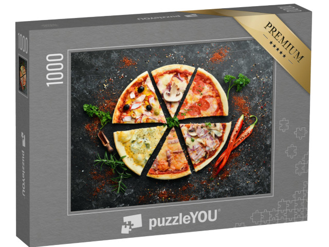 Puzzle 1000 Teile „Sortiment von Pizza in Scheiben“