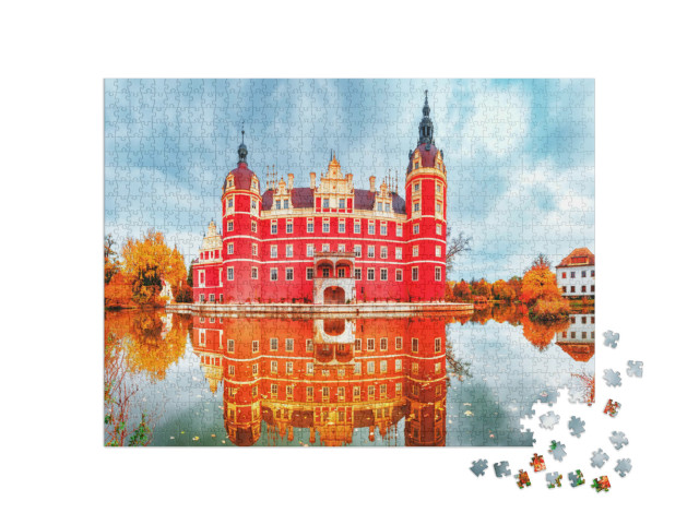 Puzzle 1000 Teile „Park und Schloss Bad Muskau, UNESCO-Weltkulturerbe, Deutschland“