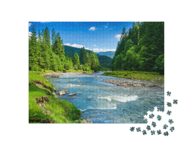 Puzzle 1000 Teile „Wunderschöne Berglandschaft mit klarem Bergbach“