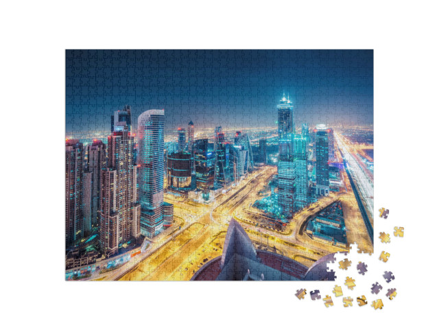 Puzzle 1000 Teile „Spektakuläre Skyline von Dubai, Vereinigte Arabische Emirate“