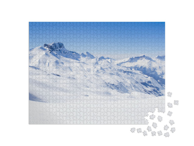 Puzzle 1000 Teile „Schneebedeckt: Acher Burgberg im Winter“