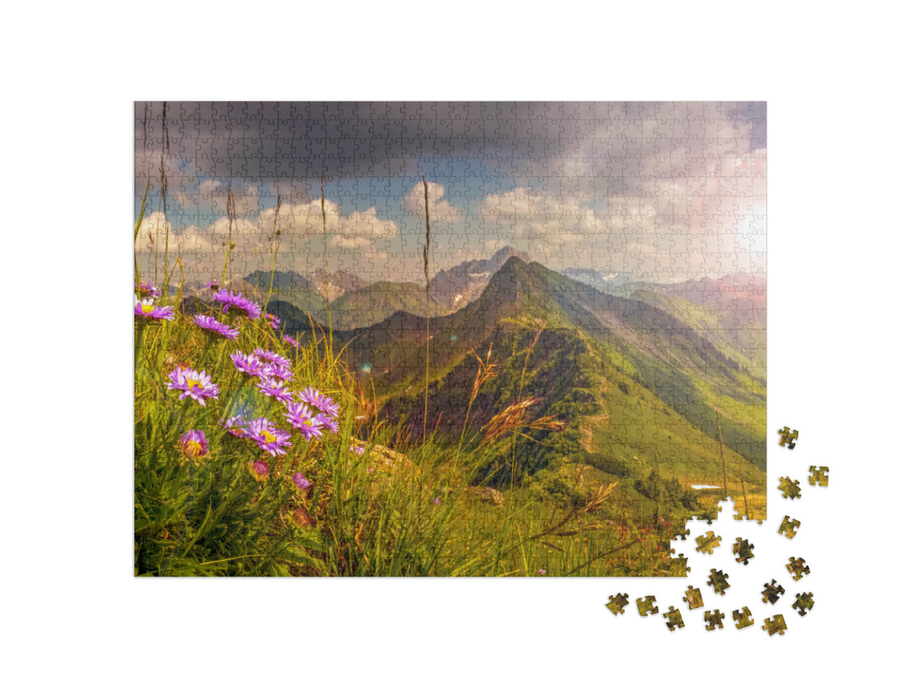 Puzzle 1000 Teile „Sonnenuntergang in den Alpen, Österreich“