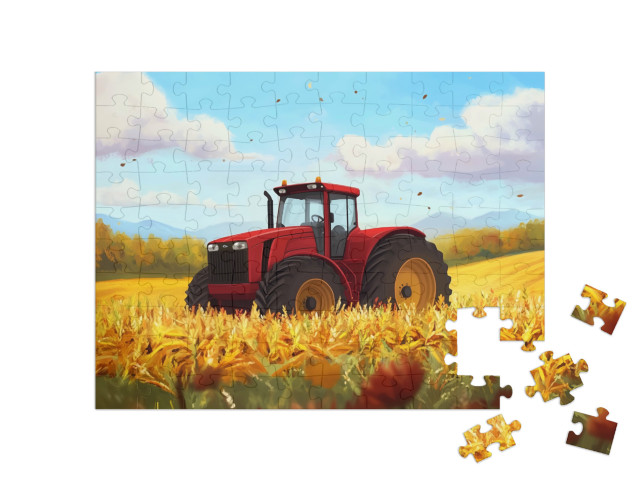 Puzzle 100 Teile „Der Bulldog und die Ernte“