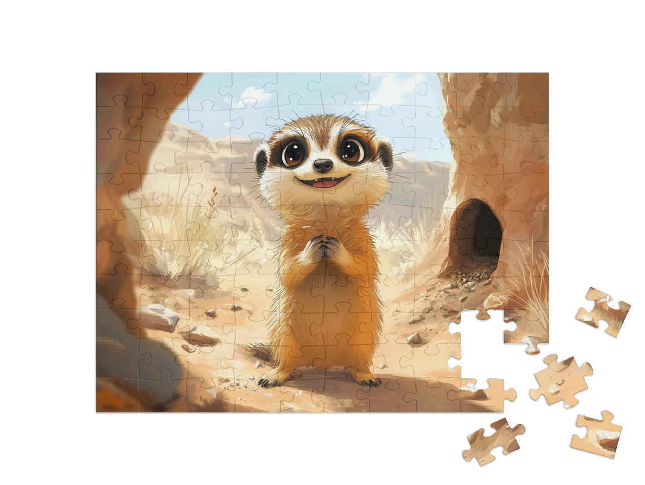 Puzzle 100 Teile „Hallöchen, ich bin Erdmännchen Schnuffi“
