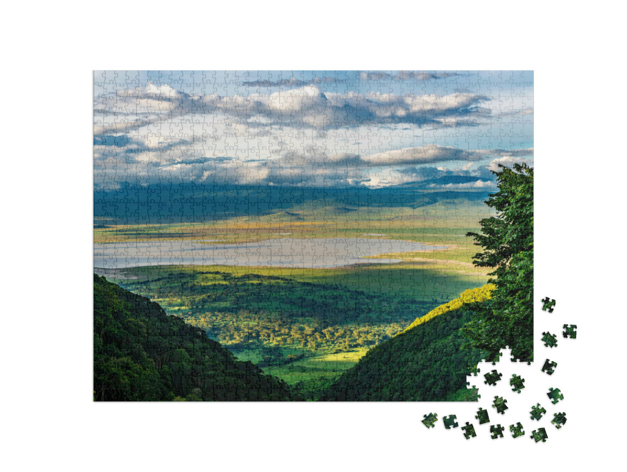 Puzzle 1000 Teile „Blick auf den Boden des Ngorongoro-Kraters“