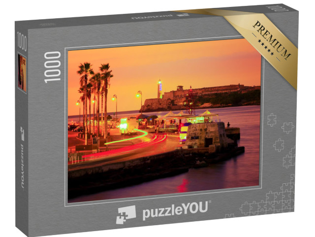 Puzzle 1000 Teile „Sonnenuntergang in Havanna mit Blick auf den Leuchtturm von El Morro“