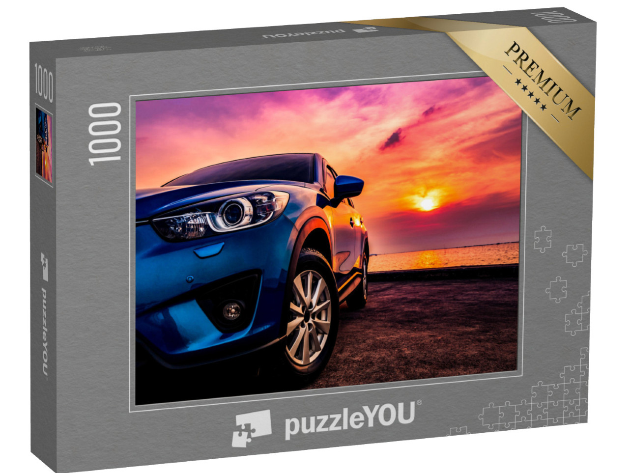 Puzzle 1000 Teile „Parkplatz am Strand im Sonnenuntergang“