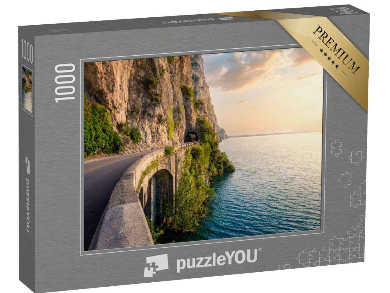 Puzzle 1000 Teile „Die Küstenstraße am Gardasee bei Limone del Garda, Italien“