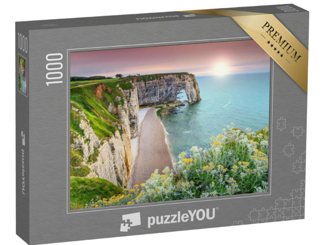 Puzzle 1000 Teile „Erstaunliche Klippen Aval von Etretat und schöne berühmte Küstenlinie,Normandie,Frankr“