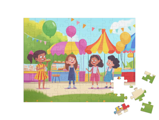 Puzzle 100 Teile „Das große, bunte Sommerfest mit Freundinnen“