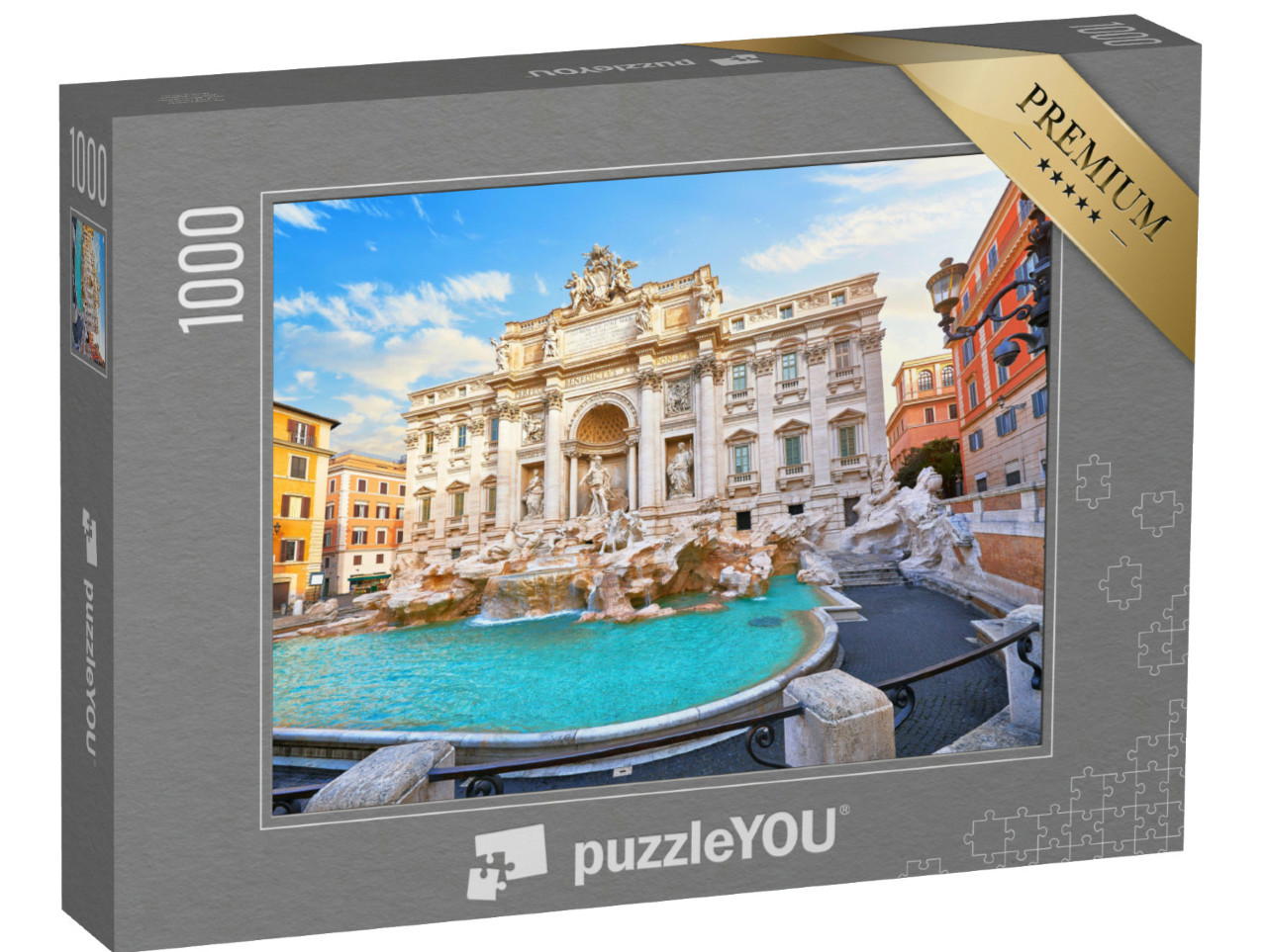 Puzzle 1000 Teile „Trevi-Brunnen mit mittelalterlichen Häusern, Rom, Italien“