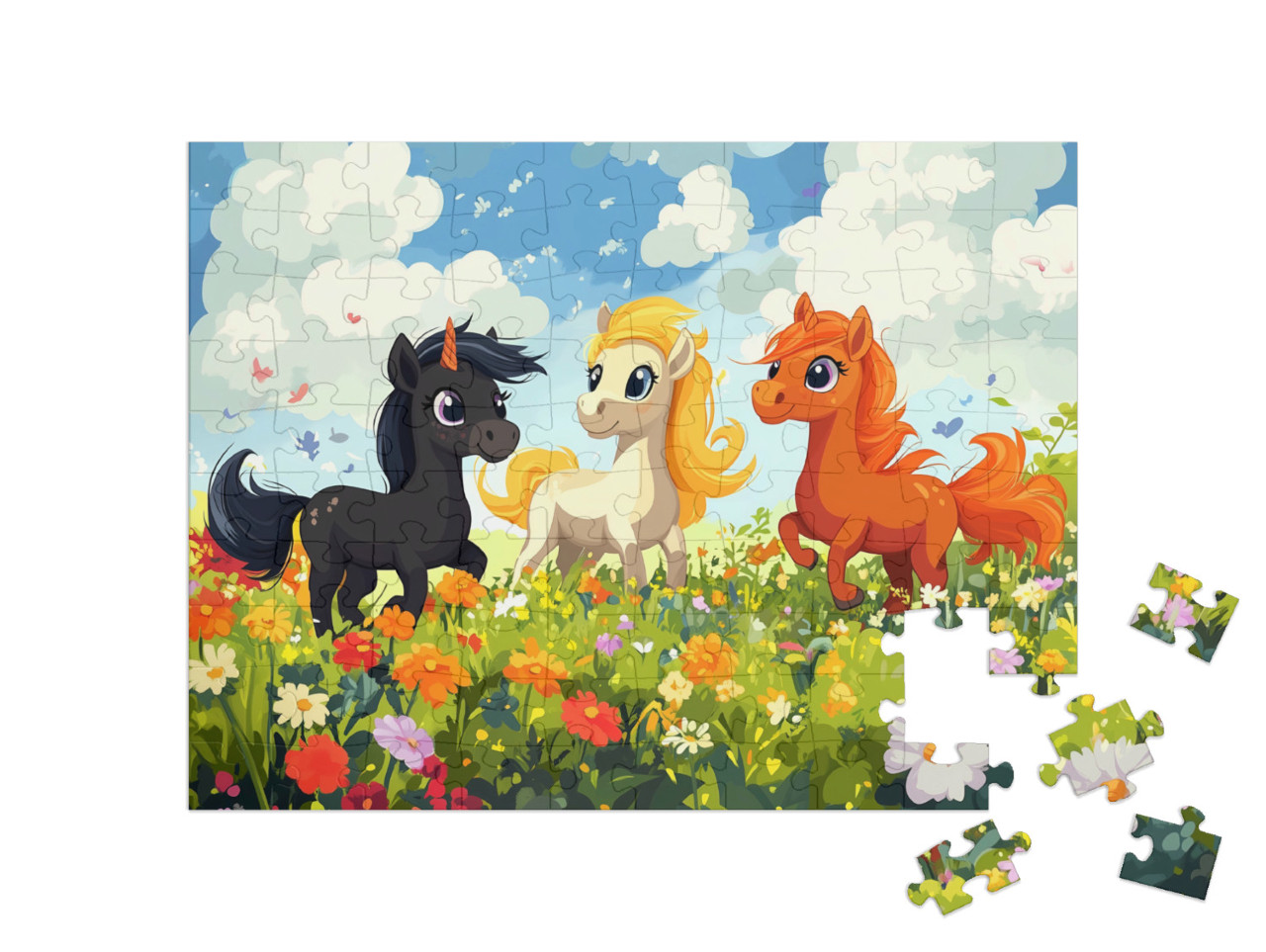 Puzzle 100 Teile „Pferdefreunde für immer“
