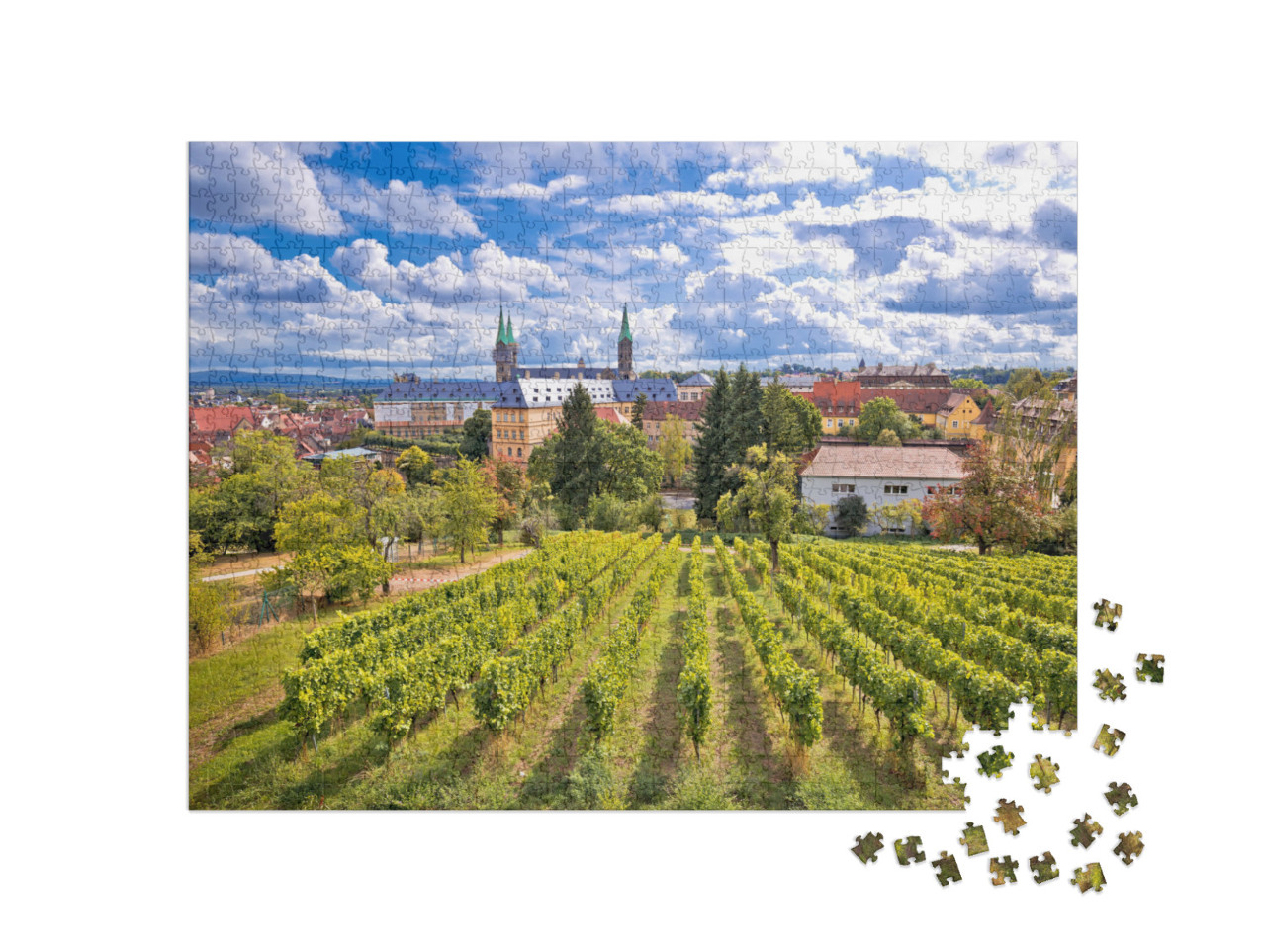 Puzzle 1000 Teile „Blick von den Weinbergen des Michaelsbergs, Bamberg, Deutschland“