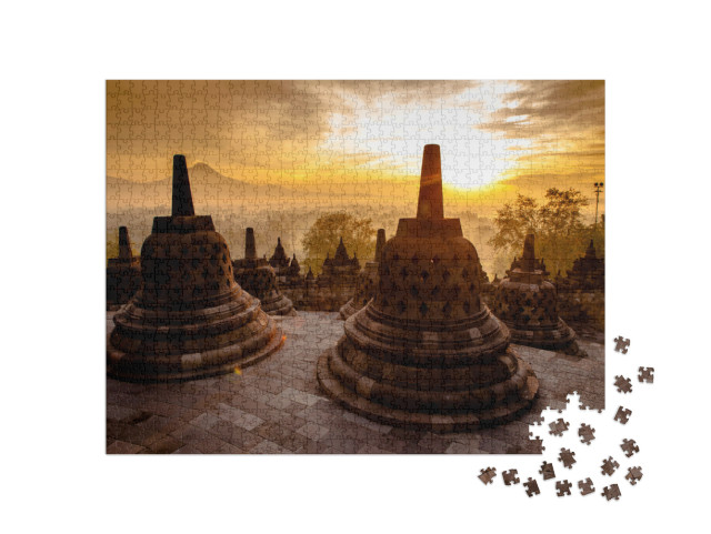 Puzzle 1000 Teile „Oben Borobudur-Tempel, Yogyakarta, Java, Indonesien“