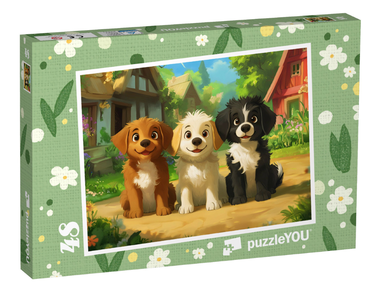 Puzzle 48 Teile „Spaß mit dem Hunde-Trio“
