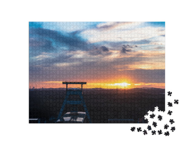Puzzle 1000 Teile „Sonnenuntergang über der Zeche Ewald im Ruhrgebiet“