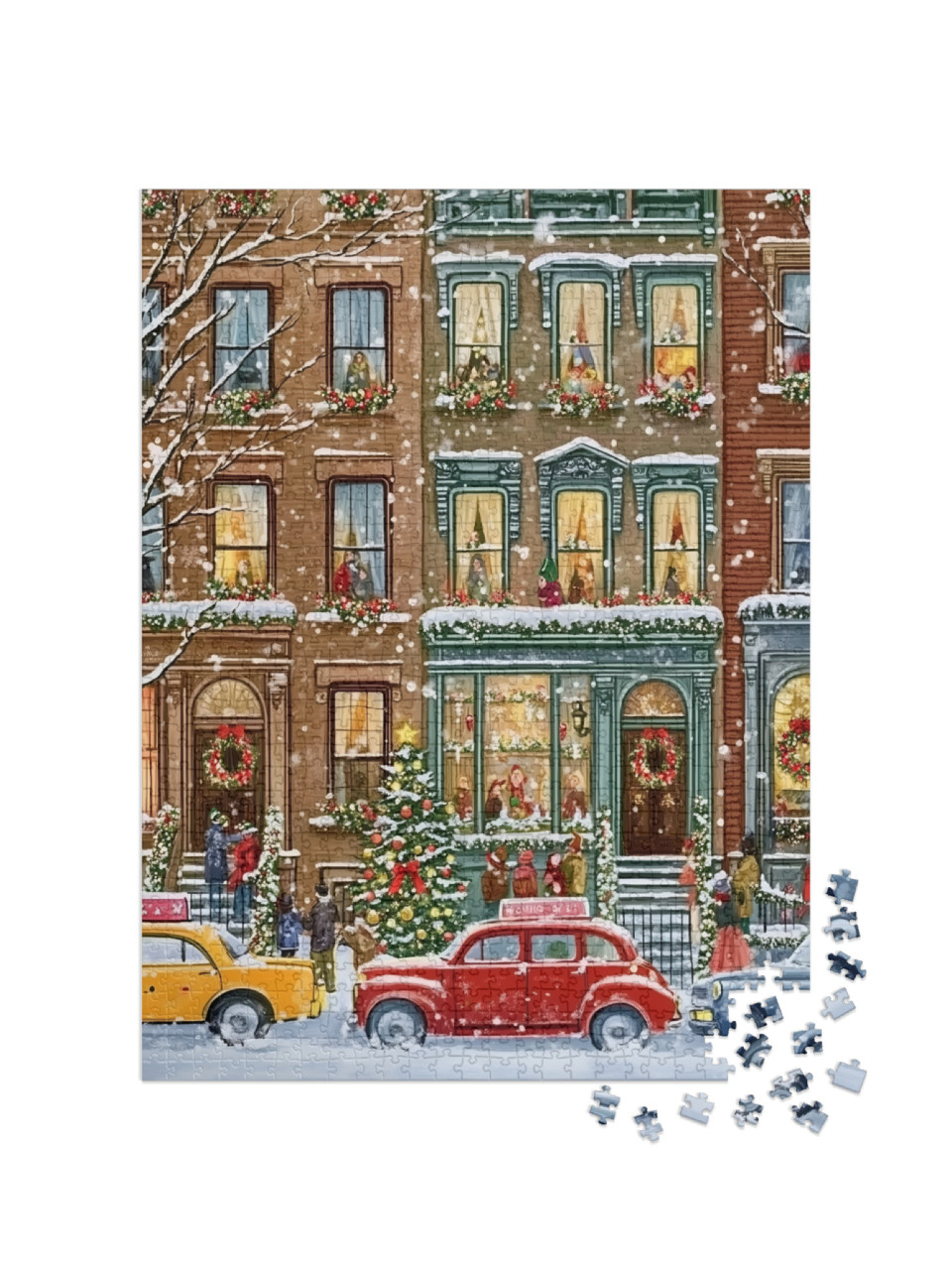 Puzzle 1000 Teile „Weihnachtlich geschmücktes New Yorker Stadthaus“