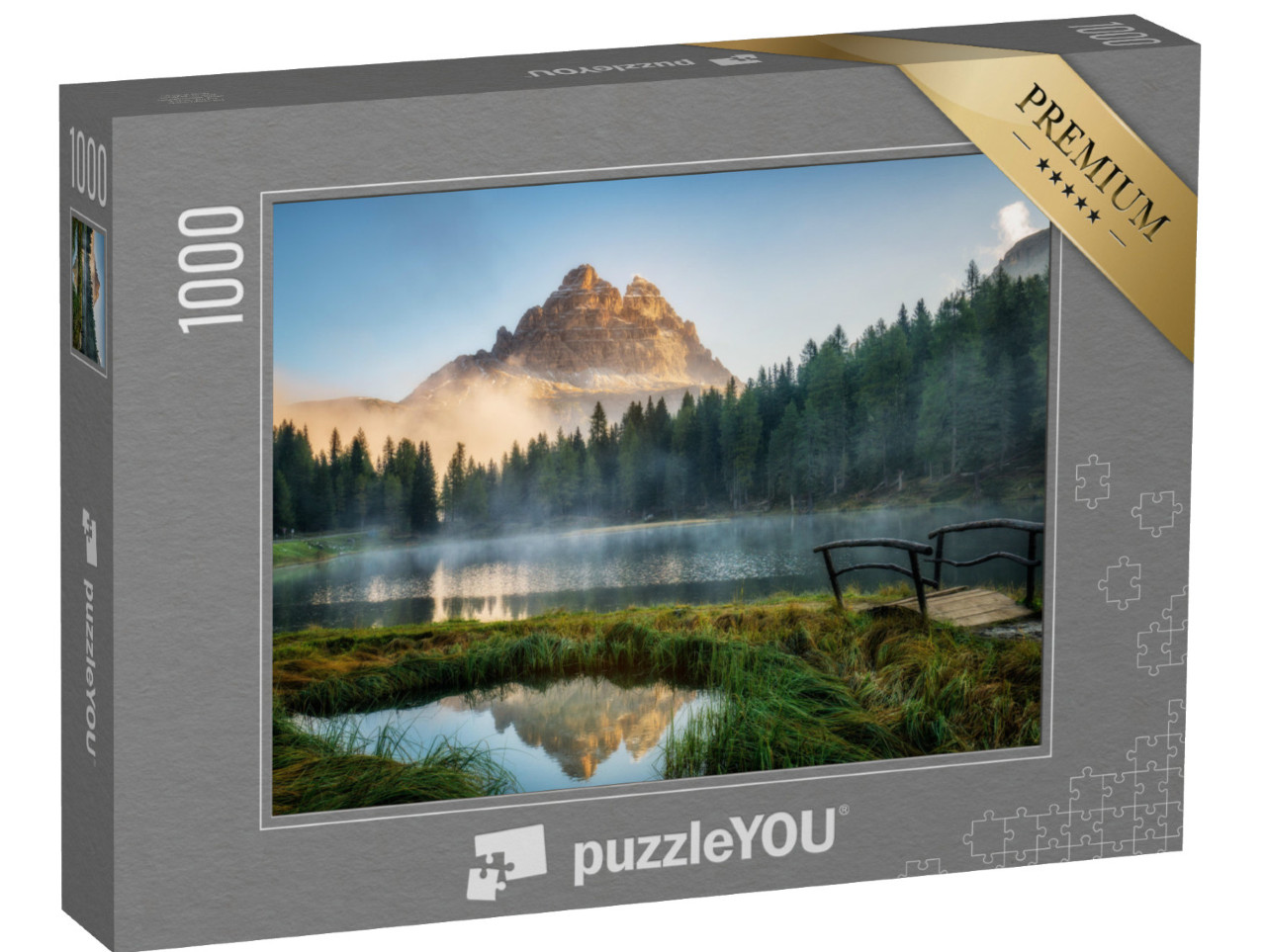 Puzzle 1000 Teile „Landschaft von Antorno mit See und Berggipfeln, Dolomiten, Südtirol“