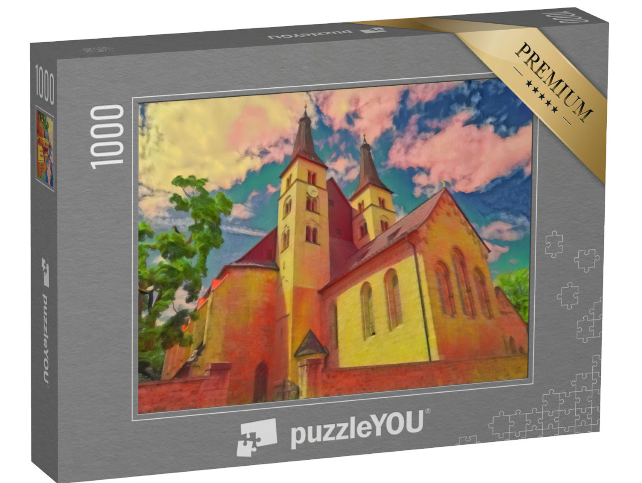 Puzzle 1000 Teile „im Kunst-Stil von Franz Marc - Heiligkreuz Nordhausen Dom in Thüringen, Deutschland“