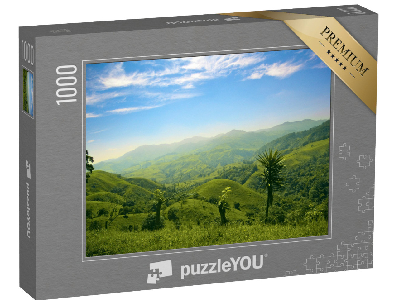 Puzzle 1000 Teile „Grüne Hügel und Berge in Costa Rica“