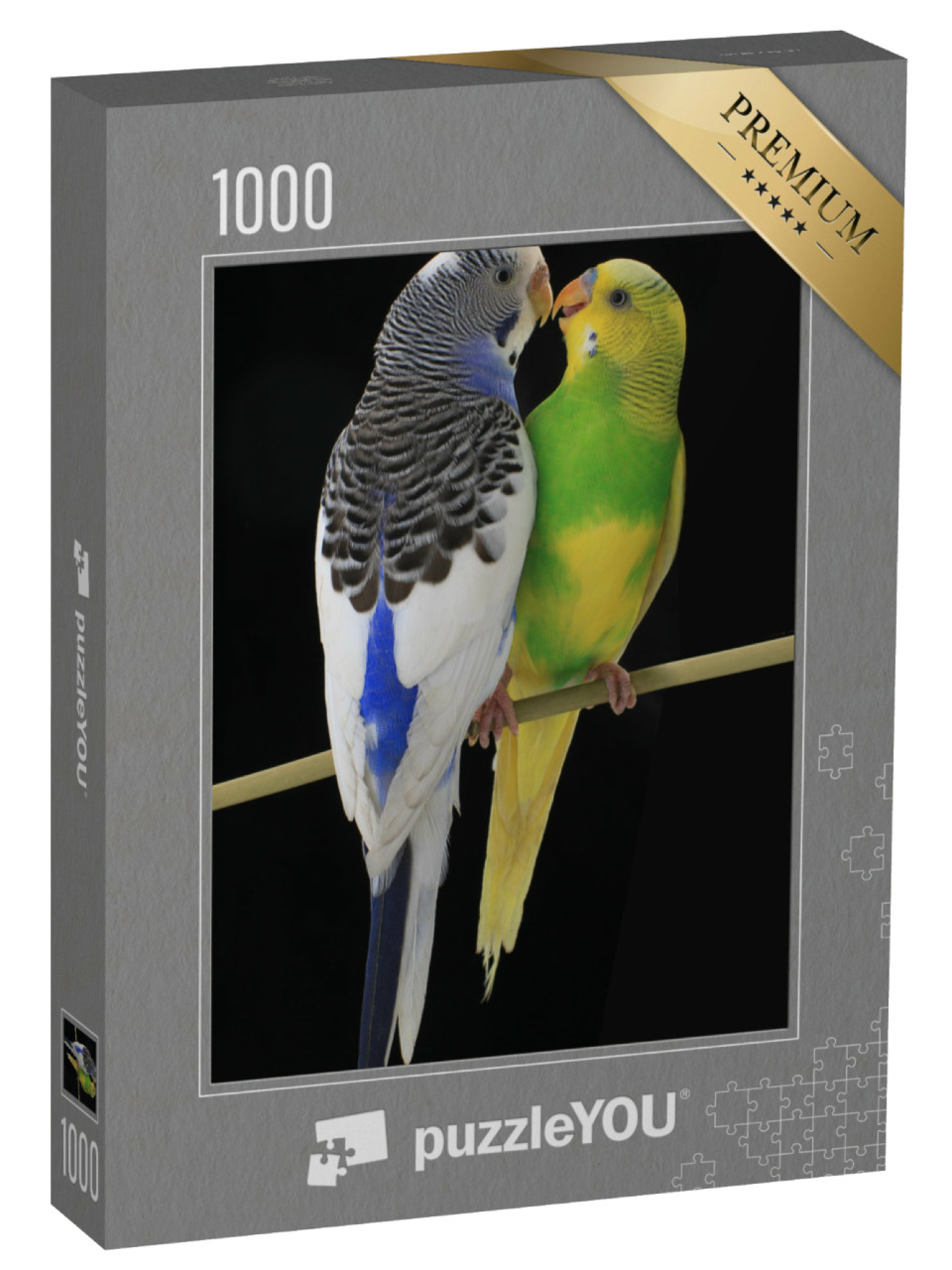 Puzzle 1000 Teile „Wellensittiche: australische Sittiche, Paar auf Ast sitzend“