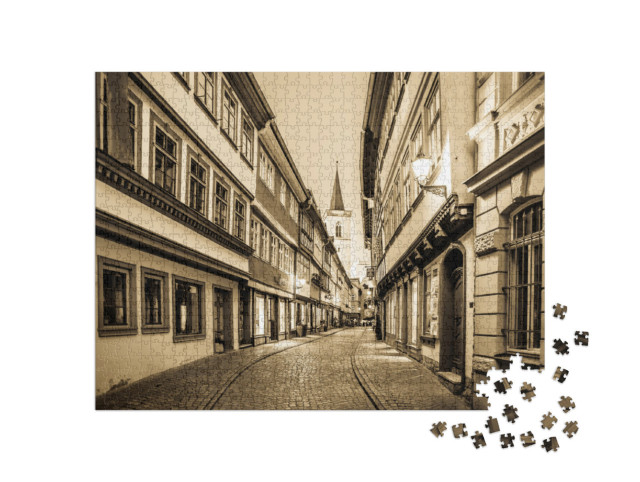 Puzzle 1000 Teile „Historischen Fassaden in Erfurt, Deutschland“