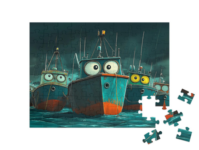 Puzzle 100 Teile „Die wundersamen Boote“