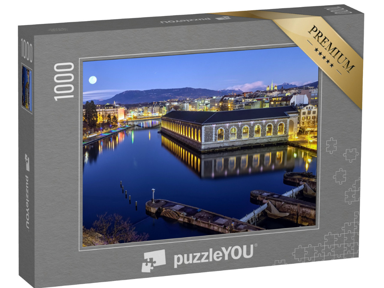 Puzzle 1000 Teile „Genf am Abend, Schweiz“