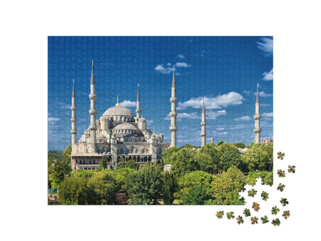 Puzzle 1000 Teile „Aufnahme der Blauen Moschee, Istanbul, Türkei“