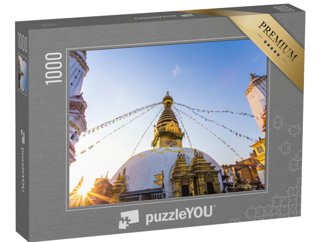 Puzzle 1000 Teile „Goldenes Licht am Swayambhunath Affentempel, Kathmandu, Nepal“
