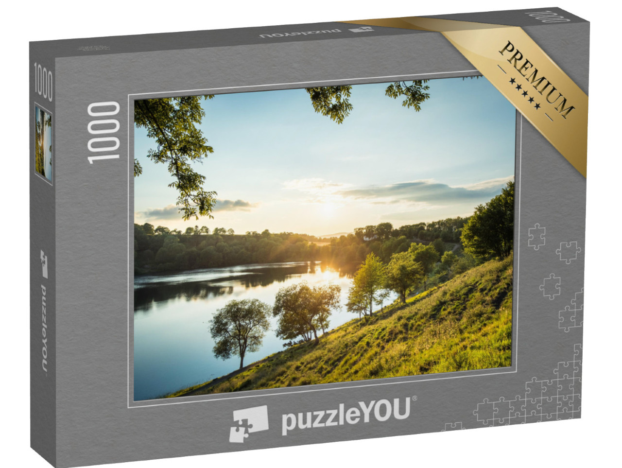 Puzzle 1000 Teile „Abendstimmung am Weinfelder Maar in der Eifel, Deutschland“