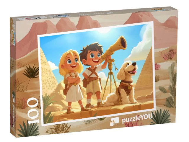 Puzzle 100 Teile „Leo und Mia auf Schatzsuche in Ägypten“