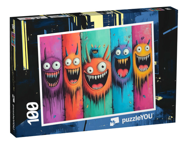 Puzzle 100 Teile „Bunte Monsterkunst“