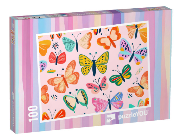 Puzzle 100 Teile „Farbenparadies der Schmetterlinge“