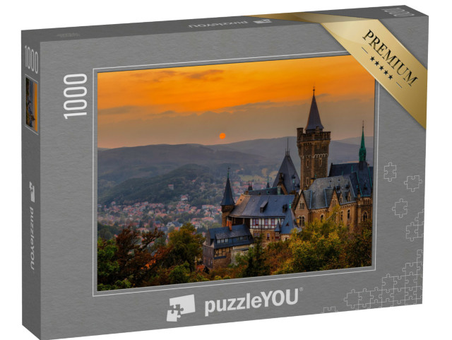 Puzzle 1000 Teile „Sonnenuntergang über dem Schloss Wernigerode, Deutschland“