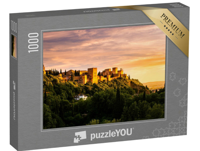 Puzzle 1000 Teile „Verzauberter Sonnenuntergang über der Alhambra, Granada, Spanien“