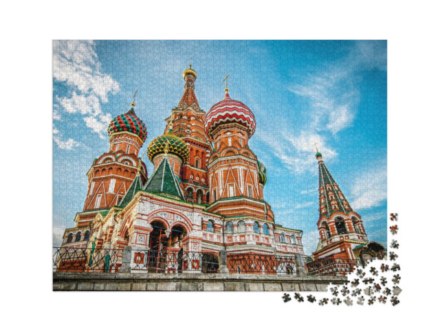 Puzzle 2000 Teile „Die Basilius-Kathedrale auf dem Roten Platz in Moskau“