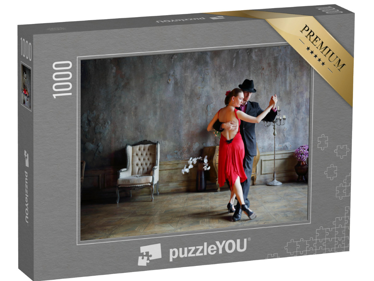 Puzzle 1000 Teile „Tango im roten Kleid und schwarzen Anzug“