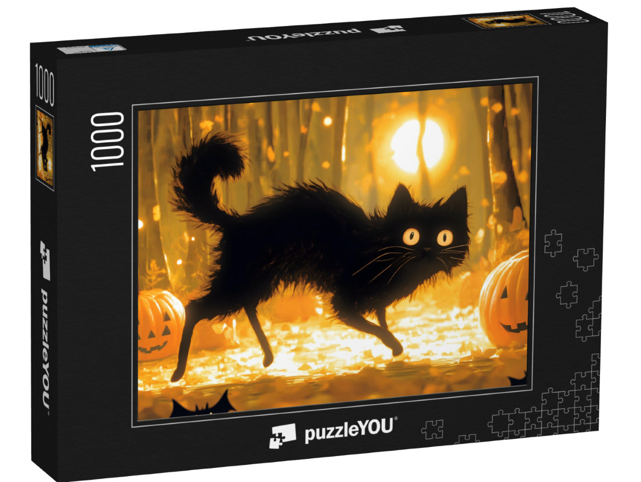 Puzzle 1000 Teile „Katze in der Halloweennacht“