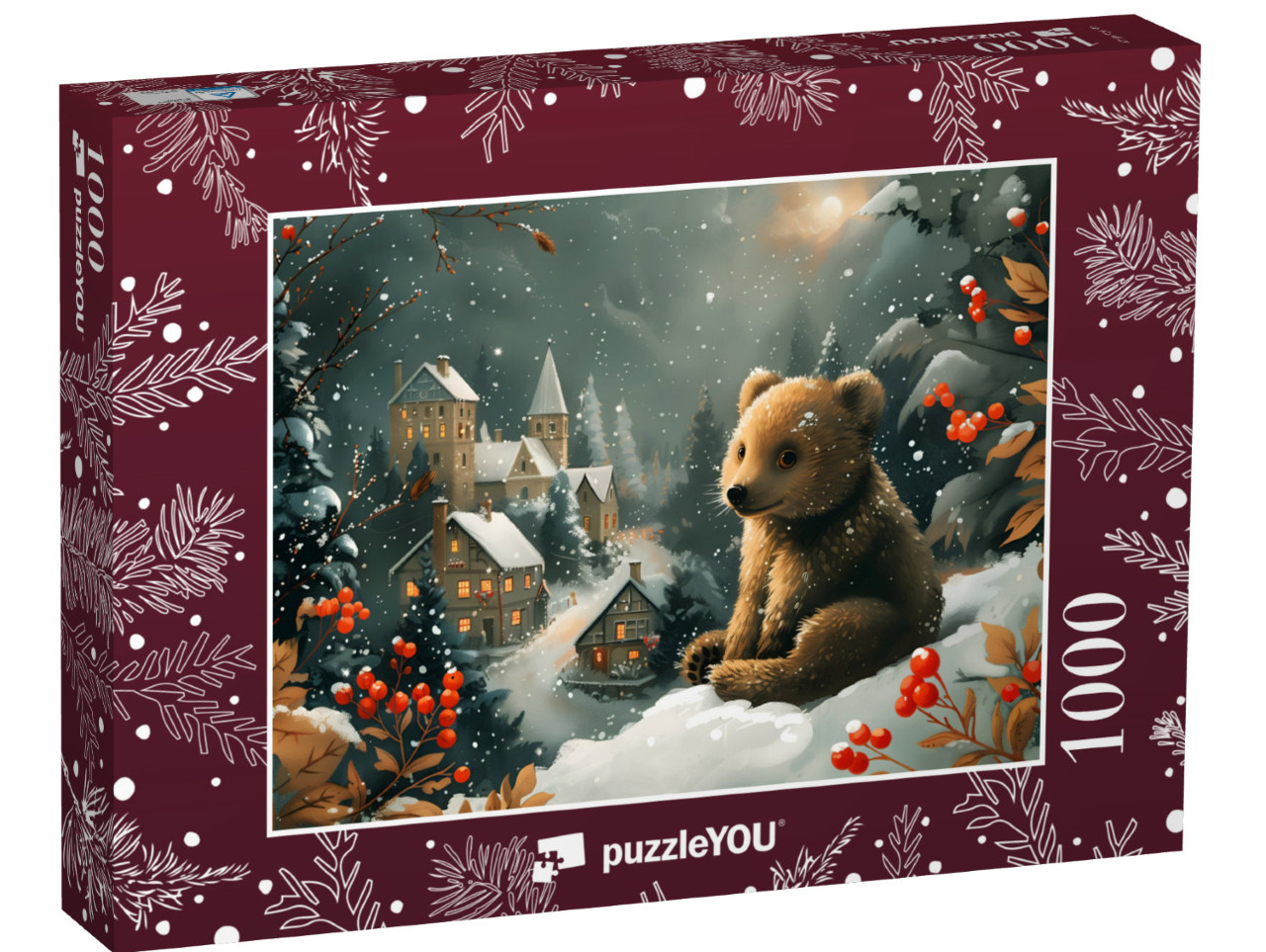 Puzzle 1000 Teile „Kleiner Bär genießt den Weihnachtszauber“