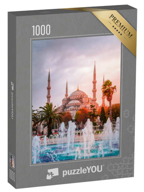 Puzzle 1000 Teile „Die Blaue Moschee im Sonnenuntergang, Istanbul, Türkei“