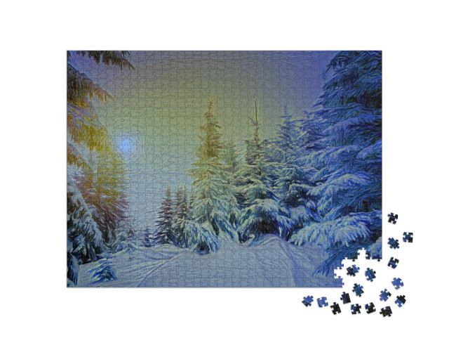 Puzzle 1000 Teile „im Kunst-Stil von van Gogh, Sternennacht - Landschaft im Sonnenlicht - Puzzle-Kollektion Künstler & Gemälde“