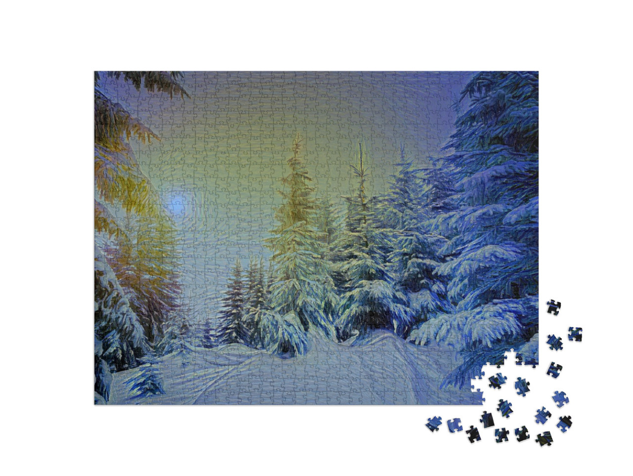 Puzzle 1000 Teile „im Kunst-Stil von van Gogh, Sternennacht - Landschaft im Sonnenlicht - Puzzle-Kollektion Künstler & Gemälde“