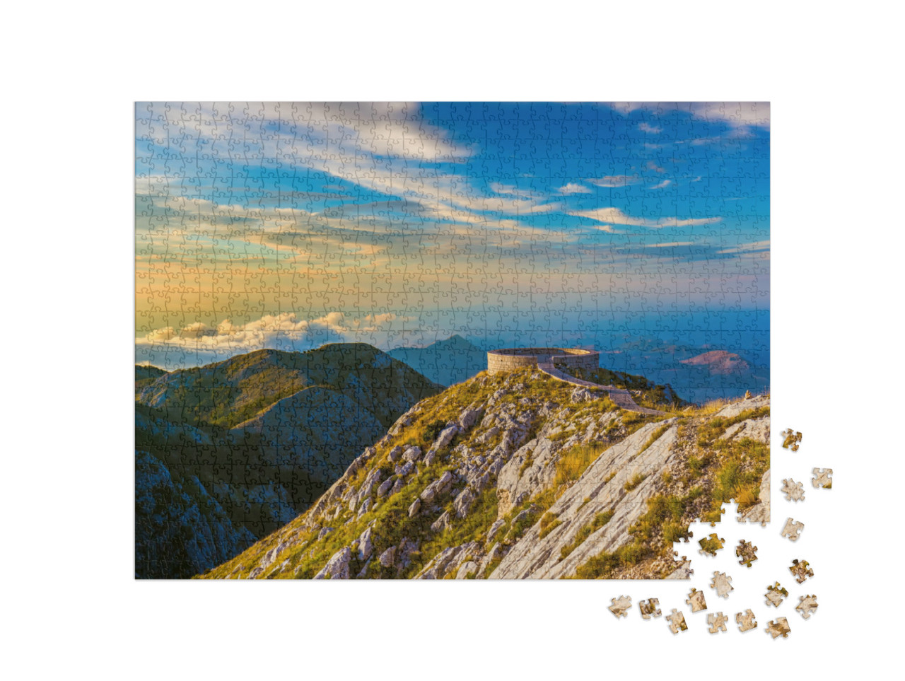 Puzzle 1000 Teile „Lovcen Mountains National Park in Montenegro bei Sonnenuntergang“