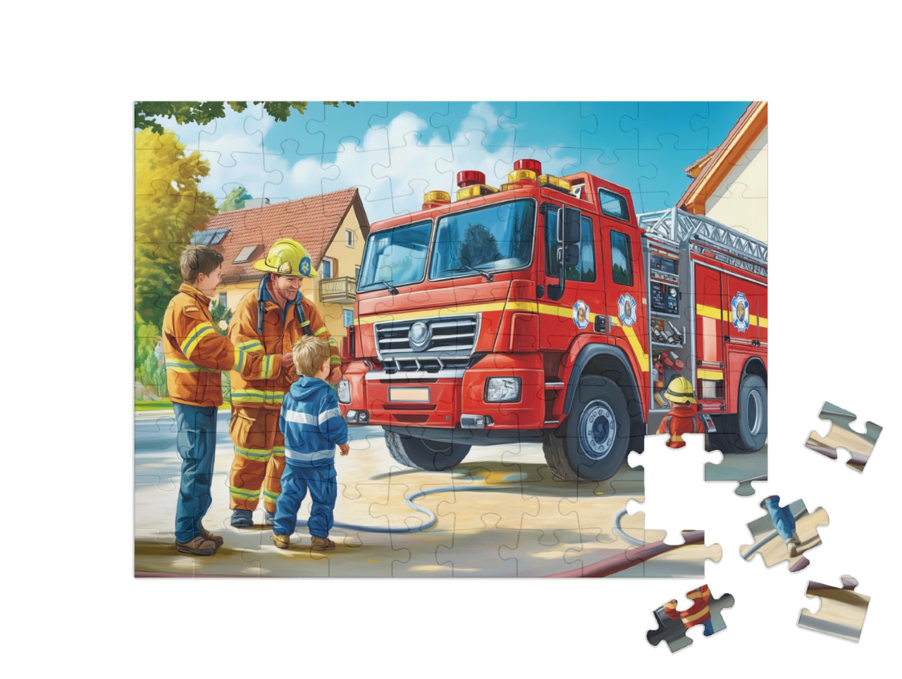 Puzzle 100 Teile „Die große Feuerwehrausbildung“