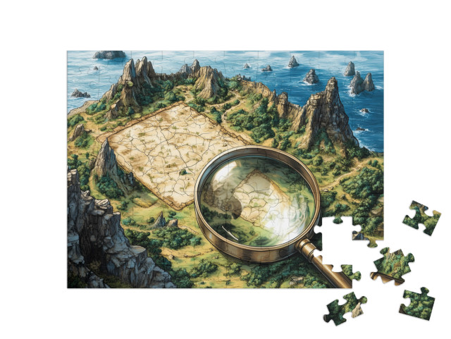 Puzzle 100 Teile „Schatzsuche im Drachenland“