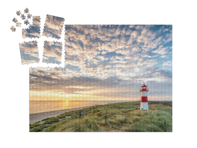 Puzzle „Roter Leuchtturm auf der Insel Sylt, Nordfriesland, Schleswig-Holstein, Deutschland“ | SMART SORTED® 1000 Teile