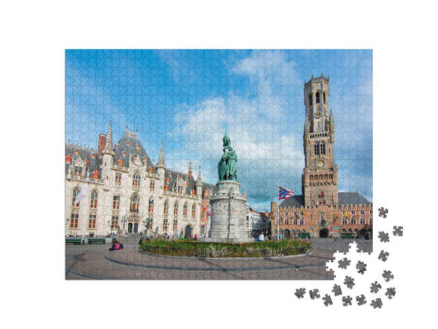 Puzzle 1000 Teile „Marktplatz und Belfort-Turm in Brügge, Belgien“