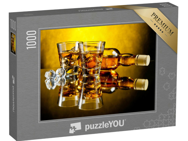 Puzzle 1000 Teile „Eine Flasche Whiskey und zwei Whiskeys on the rocks“