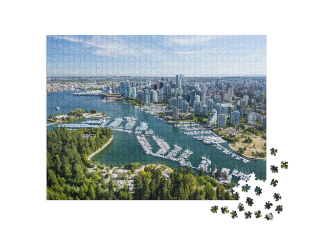 Puzzle 1000 Teile „Luftbild von Stanley Park, Coal Harbor und Vancouver, BC, Kanada“